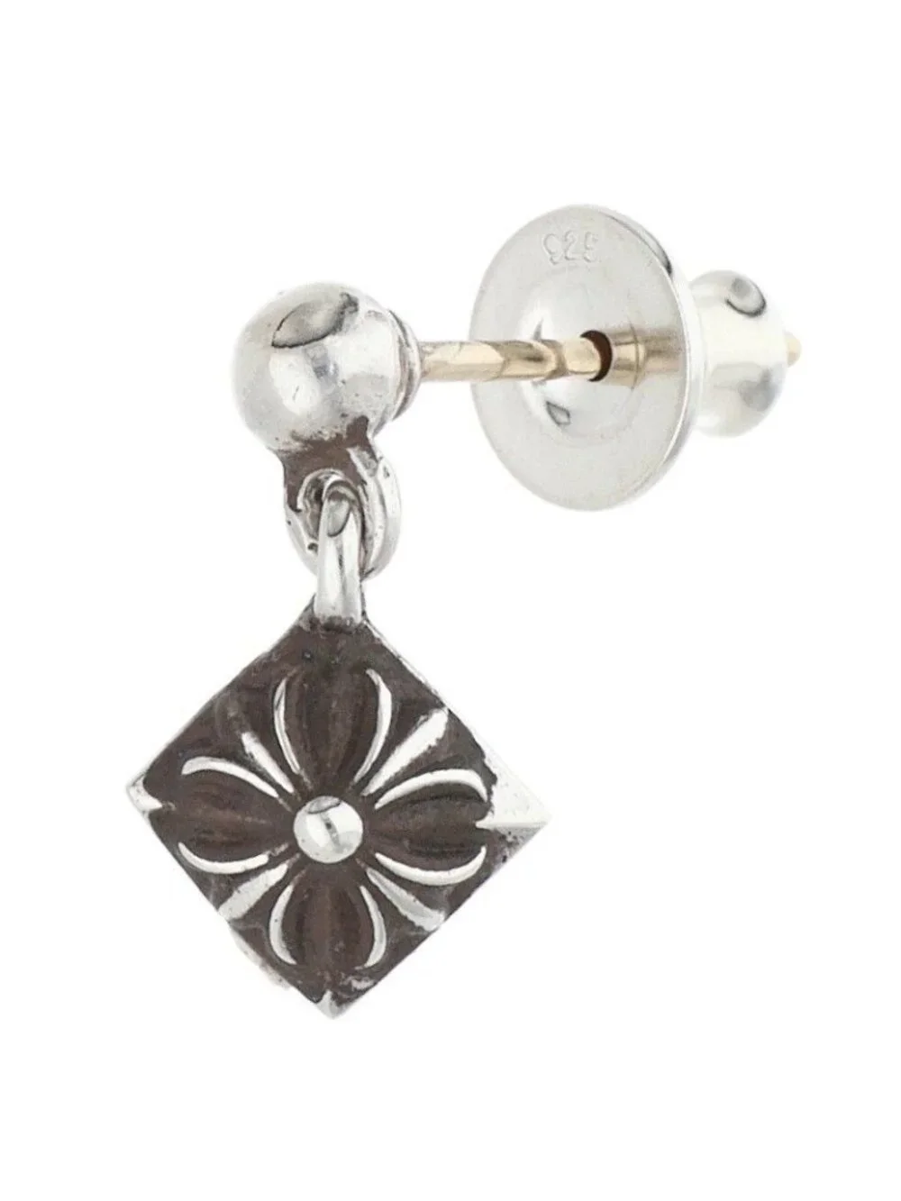 Chrome Hearts Pyramid Pls Drop Silver Earrings